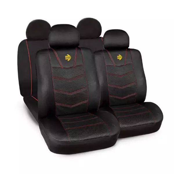 Funda de Asiento Momo SC015BR 10pcs Negro/Rojo Cuerina