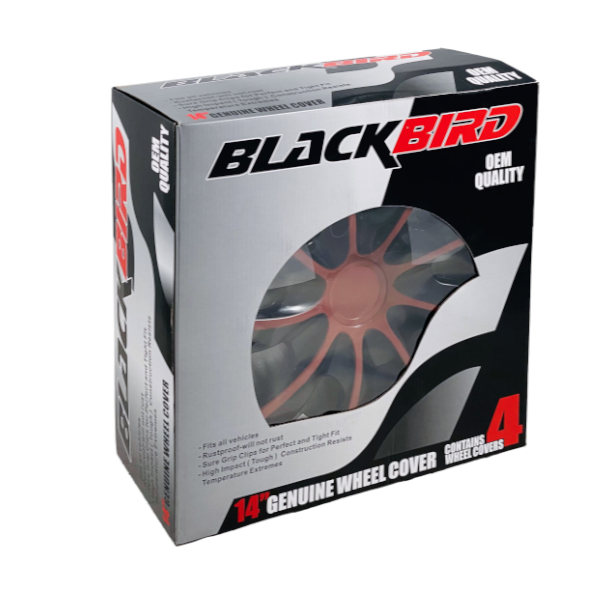 Tapa Llanta Black Bird 14" Black/Red 447D4